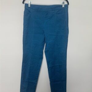 Akris Punto Blue Straight Leg Pants with Textured Fabric